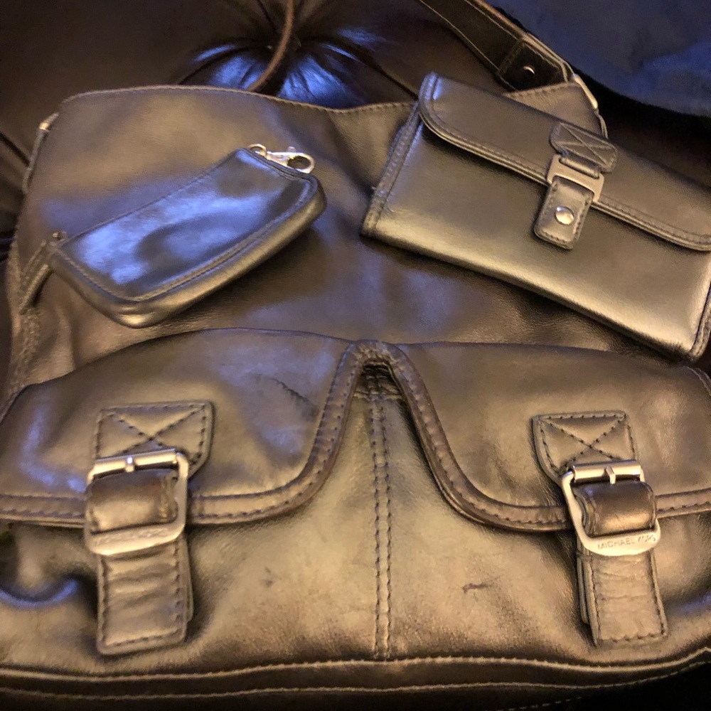 Michael Kors Gun metal hobo purse,wallet,coinpurse